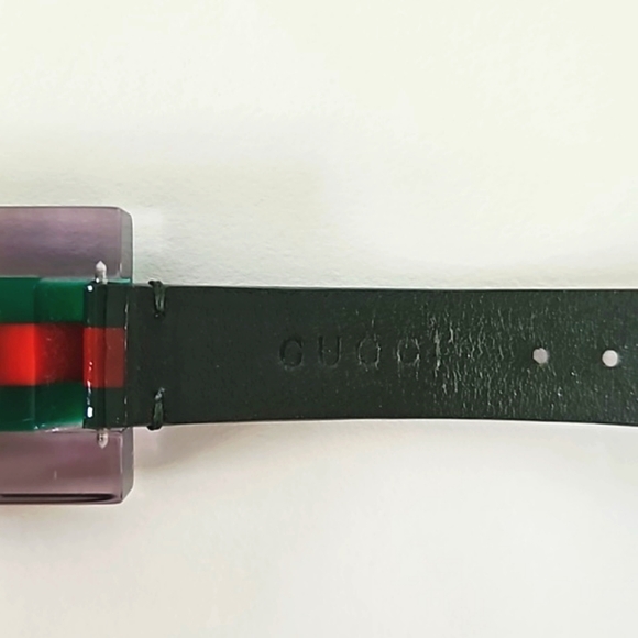 Authentic Gucci Watch Red Green Plexiglass Gold Bee Modern Luxury Designer Watch - Picture 14 of 16